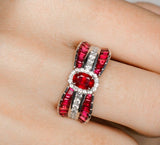 Art Deco Pigeon Blood Ruby 18K Gold Ballerina Ring