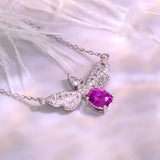 Bee Design Purple Sapphire 18K White Gold Necklace with Diamonds