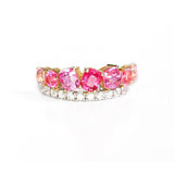 Pink Spinel & Diamond Engagement Ring - 18K Two Tone Gold