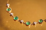 Emerald Cabochon Cut & Diamond Bracelet in 18K Gold