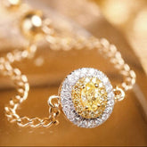 Fancy Yellow Diamonds Chain Ring in 18K Yellow Gold