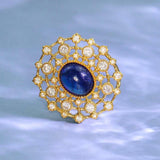 2.43ct Blue Sapphire & Diamonds Pendant in 18K Yellow Gold