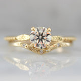 White Diamond Chevron Ring in 14K Yellow Gold