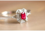 Red Pink Spinel Cushion & Diamond Vintage Ring - 18K White Gold