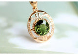 2.35ct Green Tourmaline Diamond Pendant - 18K Yellow Gold