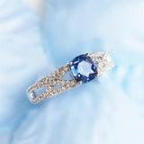1.5ct Blue Sapphire & Diamonds Ring in 18K White Gold