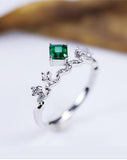 Emerald & Diamond Stackable Engagement Ring in 18K Gold