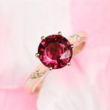 2.4ct Peach Red Garnet Engagement Ring - 18K Yellow Gold