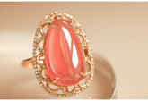 9ct Rhodochrosite & Diamond Hollow Out Ring in 18K Gold