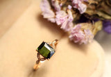 3.5ct Green Tourmaline & Diamond Ring in 18K Yellow Gold