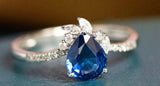 1.2ct Blue Sapphire Teardrop Cut & Diamonds Ring in 18K White Gold