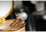 3A+ South Sea Pearl 11mm & Sapphire Vintage Ring in 18K Gold