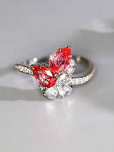 Padparadscha Sapphire Teardrop Cut & Diamonds Ring in 18K White Gold