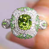 Superior Tsavorite Cushion 18K Gold Statement Ring