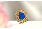Blue Opal & Diamond Pendant - 18K Yellow Gold