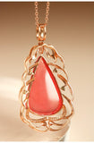 20.5ct Rhodochrosite Teardrop-Shape & Diamond Necklace in 18K Gold
