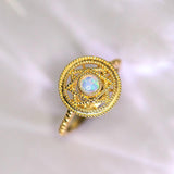 Opal Hexagram 18K Yellow Gold Ring