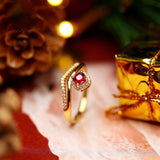 Spinel & Diamonds 18K Gold Chevron Ring