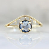 Eye of Providence Blue Sapphire Ring in 14K Yellow Gold