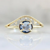 Eye of Providence Blue Sapphire Ring in 14K Yellow Gold