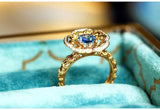 Flower Design Sapphire & Diamonds Ring in 18K Two Tone Gold