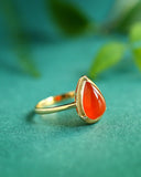 Southern Red Agate Maitreya Ring in 18K Yellow Gold