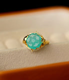 5A Amazonyte Rose Shape 18K Yellow Gold Ring