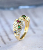 Cluster Design Tsavorite & Sapphire Ring - 18K Yellow Ring