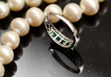 2.25ct Emerald Horizontal Stone Ring with Diamond in 18K White Gold