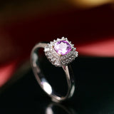 Double Halo Purple Spinel 18K Ring Set with Diamond
