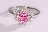 Snowflake Pink Spinel Cushion 18K Gold Ring with Diamond
