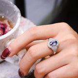 2.38ct Blue Sapphire & Diamonds Statement Ring in 18K White Gold