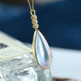 Japan Mabe Pearls Teardrop & Diamond Pendant - 18K Yellow Gold