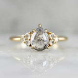 1.25ct Salt & Pepper Pear Rose Cut 18K Gold Wedding Ring