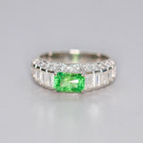 1.27ct Tsavorite Cushion Full Diamond Pave Engagement Ring in 18K Gold