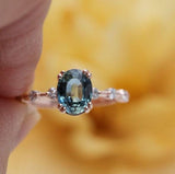 1.35ct Sapphire Oval Cut & Diamond Ring in 18K Yellow Gold