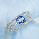 1.63ct Blue Sapphire Diamonds Channel Set Ring in 18K White Gold