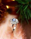 Sapphire Ballerina Ring - Blue Sapphire White Diamonds 18K White Gold