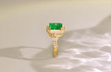 2.56ct Emerald & Diamond Statement Ring in 18K Yellow Gold