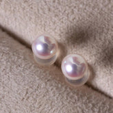 Dainty Japanese Akoya Pearl Stud Earrings in 18K Yellow Gold