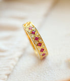 Seven Square-Cut Ruby Ring in 18K Yellow Gold