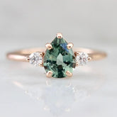 1.55ct Peacock Green Sapphire Engagement Ring in 18K Yellow Gold