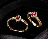Granulation Ruby & Diamonds 18K Yellow Gold Ring