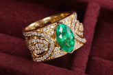 2ct Emerald & Diamond Statement Ring in 18K Yellow Gold