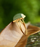 Jade Square Shape 18K Gold Matte Finish Ring