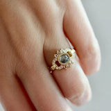 Grey Salt & Pepper Rose Cut Diamond 18K Gold Engagement Ring