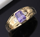 1ct Milky Purple Sapphire 18K Yellow Gold Ring