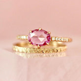 1ct Hot Pink Sapphire Ove Cut 18K Yellow Gold Ring