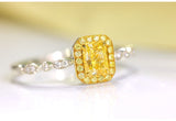 Fancy Yellow Diamonds Ring in 18K Two Tone Gold