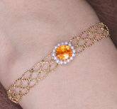 1.65ct Fanta Garnet Pearl Lace Bracelet - 18K Yellow Gold